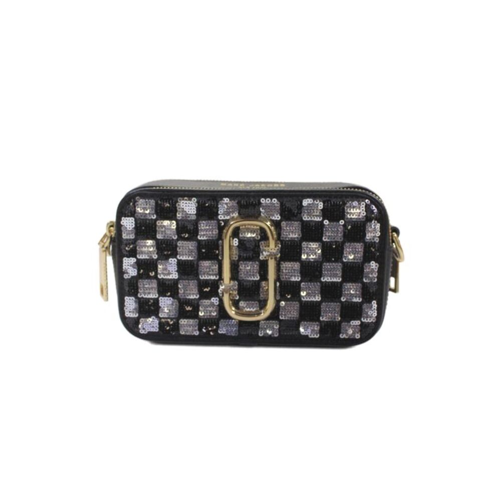 Marc Jacobs Womens Embellished Leather Snapshot Shoulder Bag Black